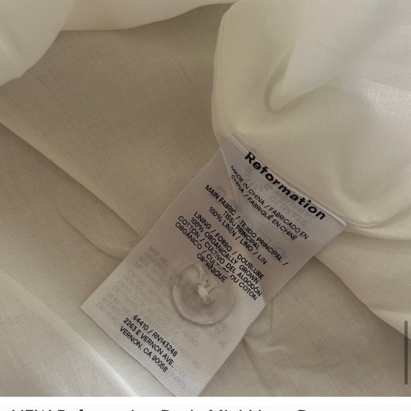 NEW Reformation Daria Mini Linen Dress Sleeveless Bow Corset  in White | size 6 - Picture 5 of 7